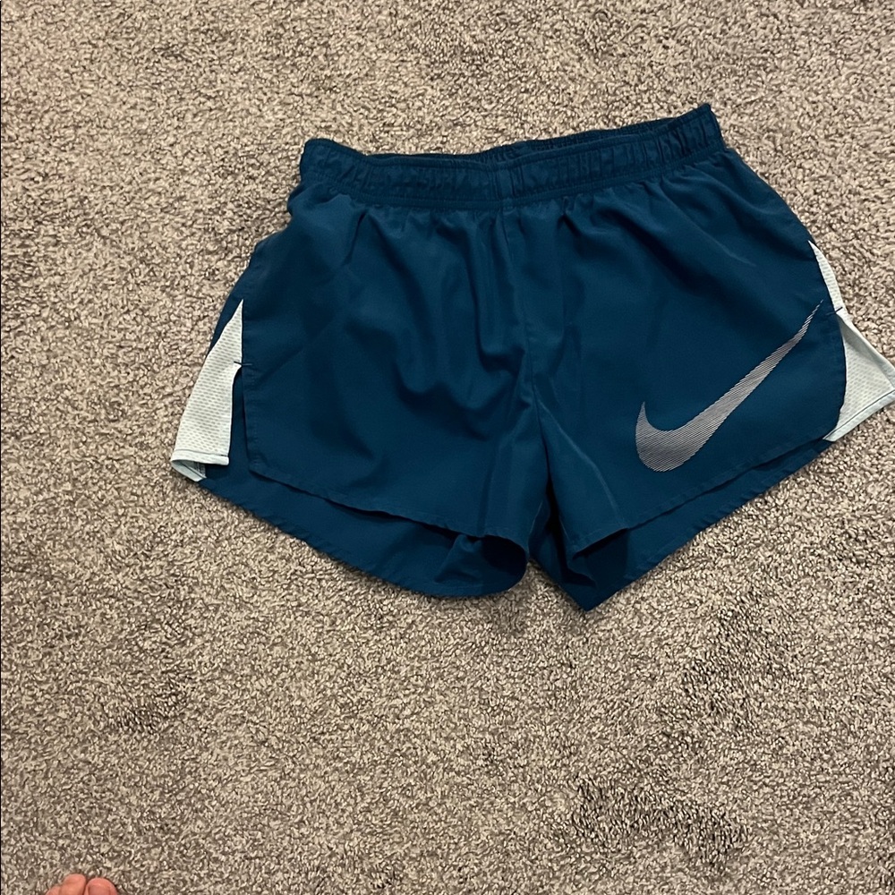 Nike Women's Teal and White Athletic Shorts
